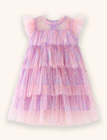 Rainbow Color Gradual Change Tulle Dress